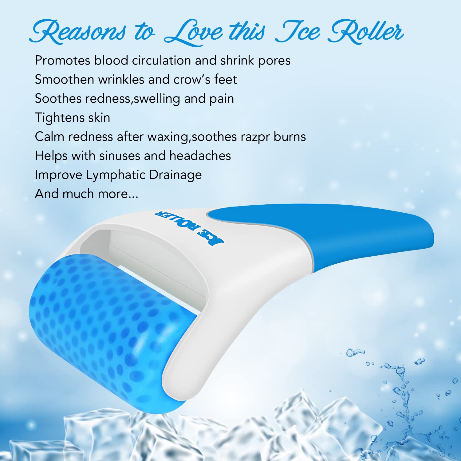 LATME Ice Roller for Face Eyes，Womens Gifts，Face Massager Roller Puffiness Migraine Pain Relief and Minor Injury(Blue) - Image 2